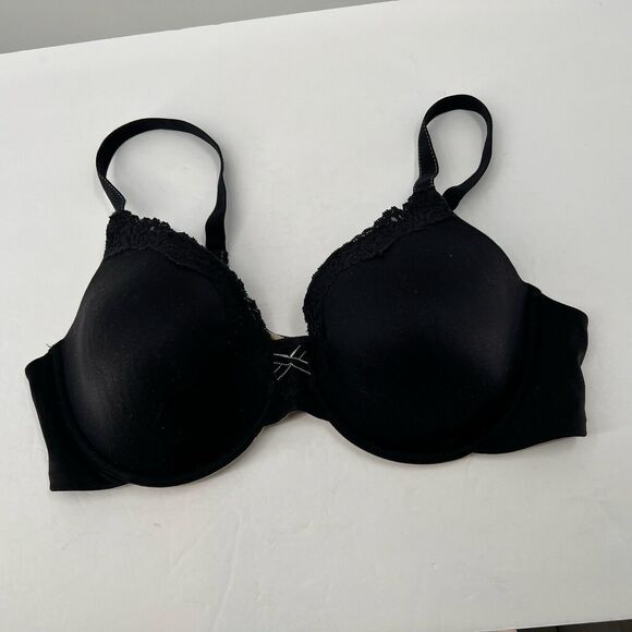 Maidenform Bra Black 40C T Shirt Padded Comfortable Underwire 021895 Lace Detail - Picture 1 of 5